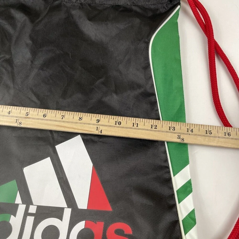ADIDAS Drawstring Backpack Bag Poly Canvas Lightweight Green Red White Gym